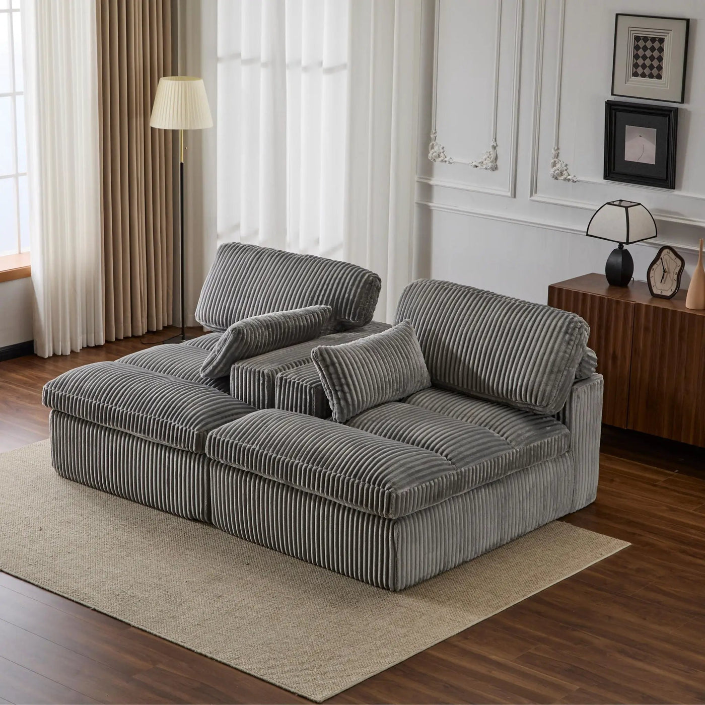 Double Chaise Lounge Chair, Oversized Upholstered Sleeper Cloud Couch by HouseOfZazla
