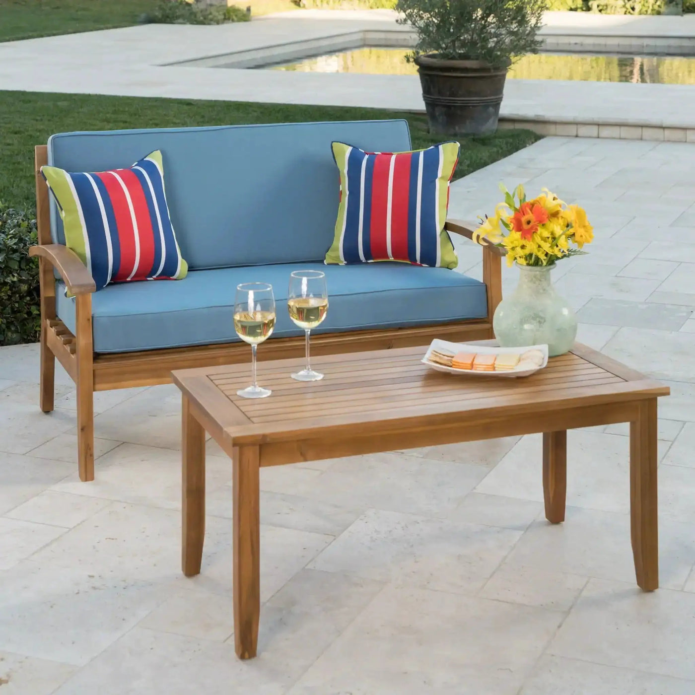 Outdoor Chat Set With Coffee Table and Loveseat by HouseOfZazla