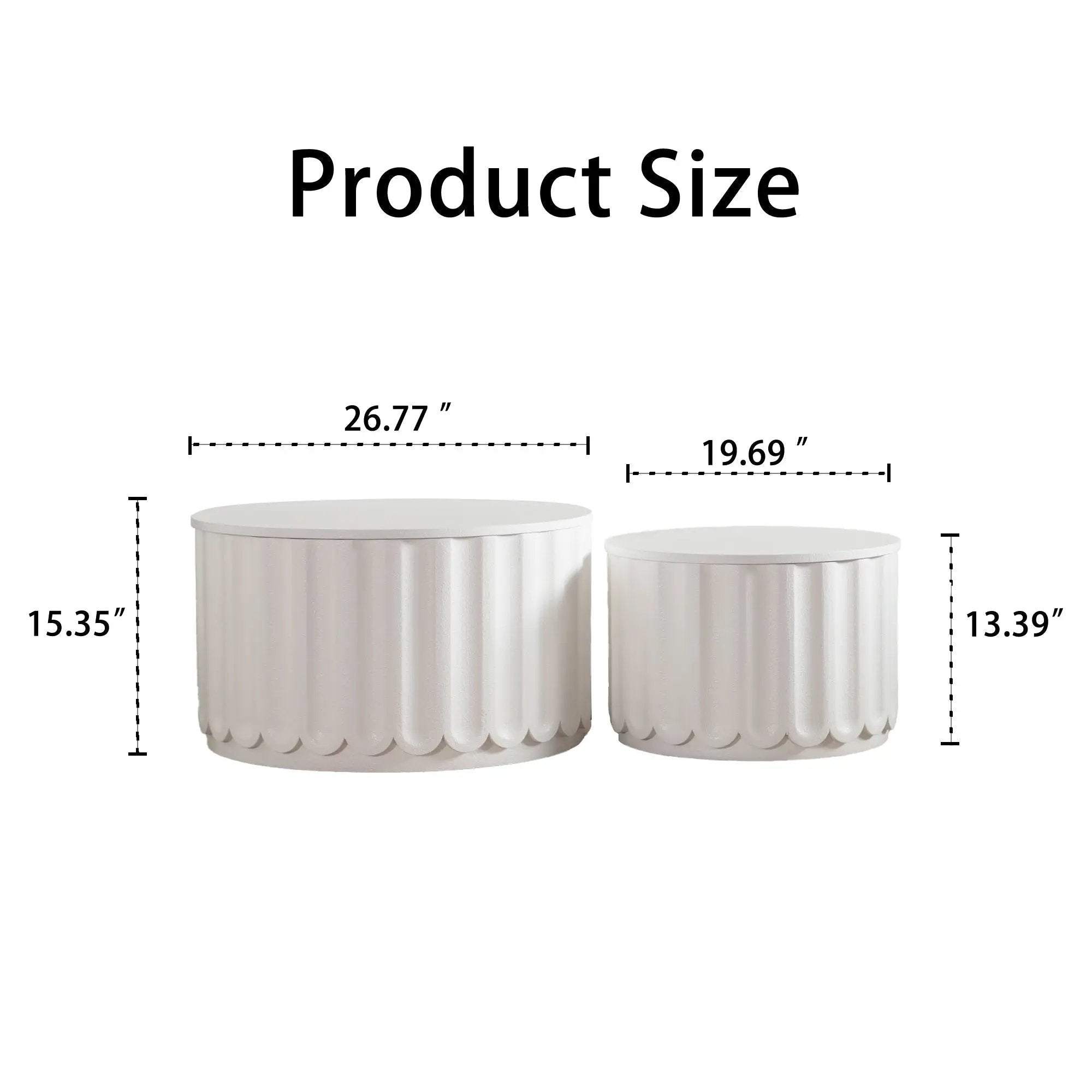White Round Storage Table Set with Lift-Off Lid by HouseOfZazla