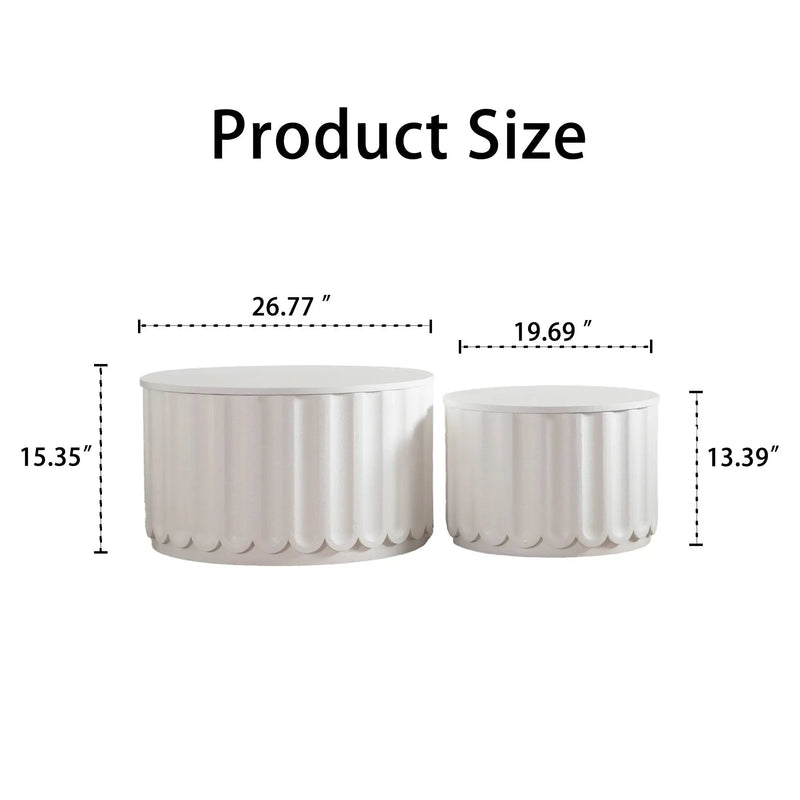 White Round Storage Table Set with Lift-Off Lid by HouseOfZazla