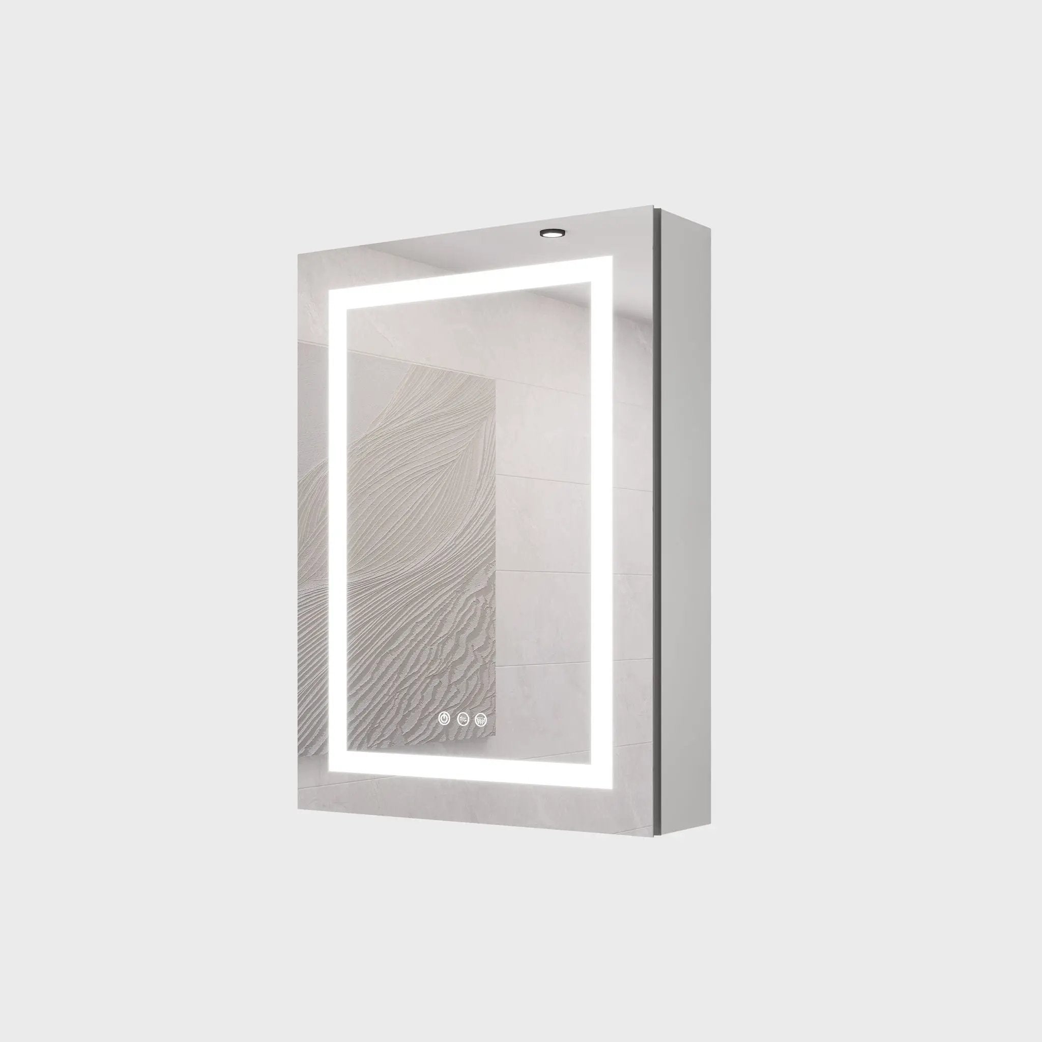 20 X 28" Bathroom Medicine Cabinet With Mirror Wall Mounted LED Bathroom Mirror Cabinet With Lights, Anti-Fog, Waterproof, Dimmable, 3000K~6000K, Single Door, Touch Swich, Storage Shelves - Silver by HouseOfZazla