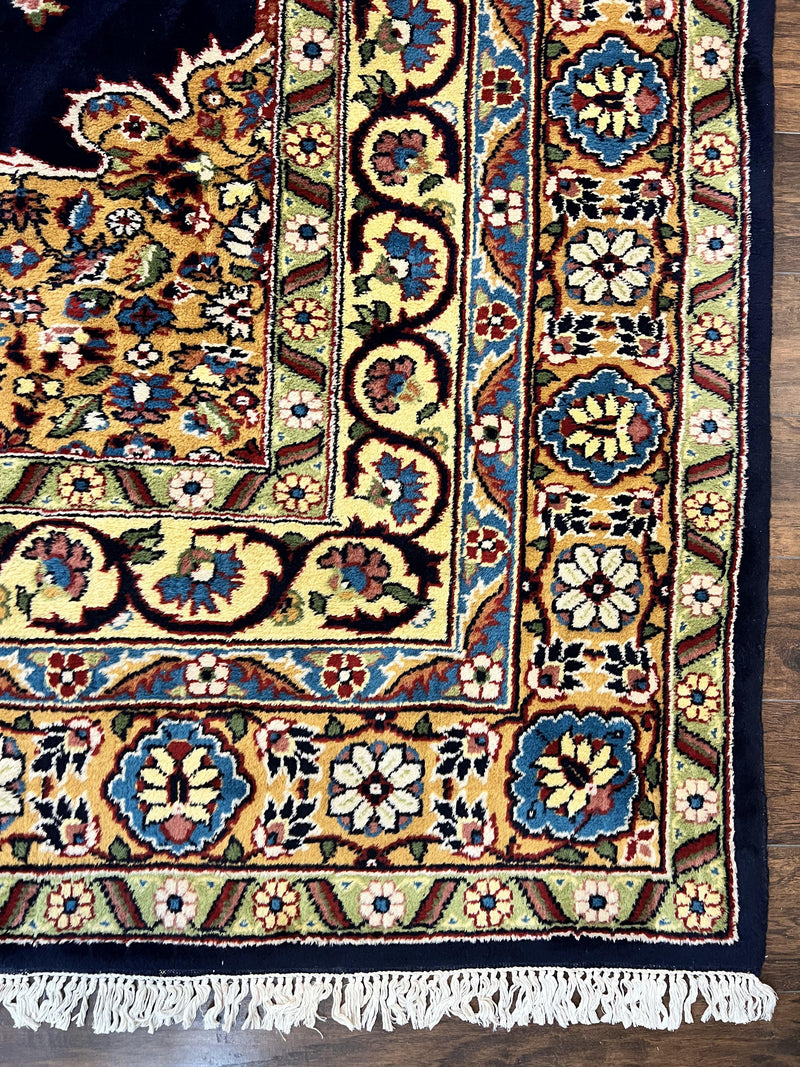 Indo Persian Rug 12x15, Mahal Sarouk Rug 12 x 15, Wool Hand Knotted Vintage Carpet, Navy Blue, Oversized Rug, Center Medallion by Jewel Rugs