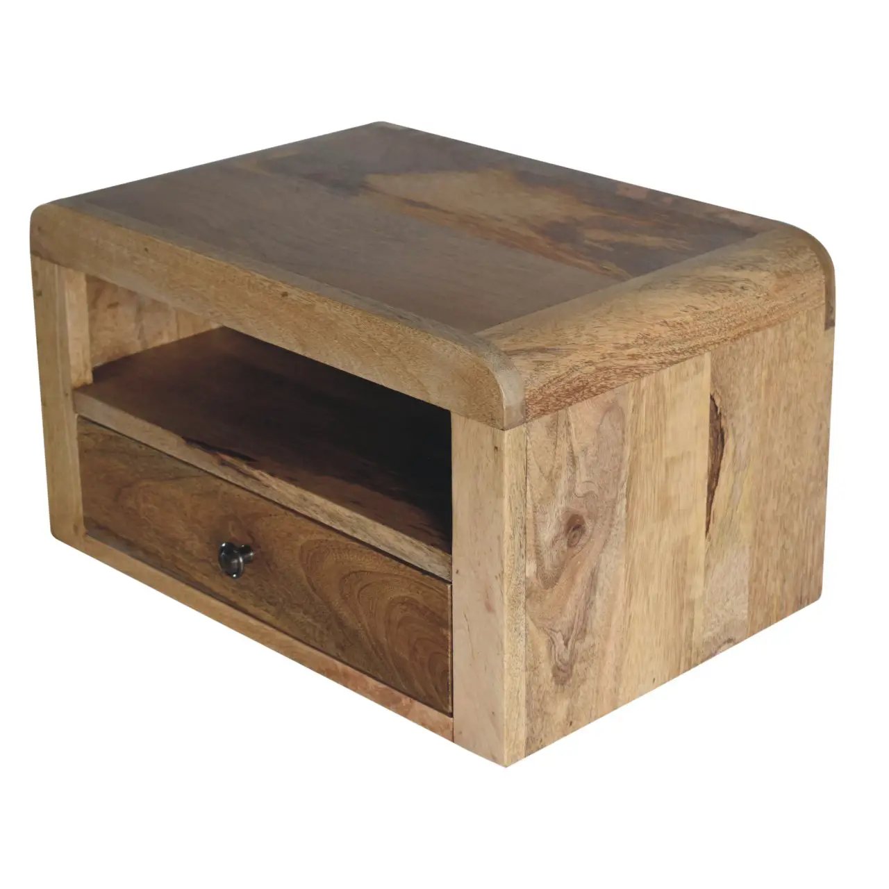 Chunky Floating Bedside, 1-Drawer, 1 Open Slot, Oak-ish by HouseOfZazla