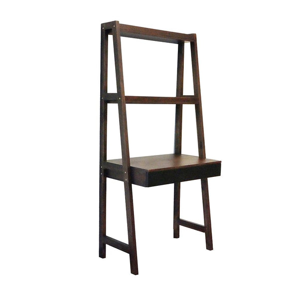 Ladder Desk, Ladder Style Display Shelf - Natural Wood / Brown