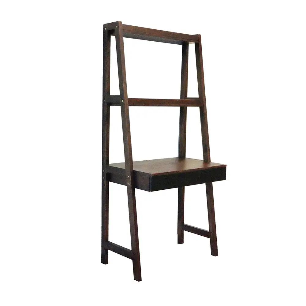 Ladder Desk, Ladder Style Display Shelf - Natural Wood / Brown by Unique Piece Furniture