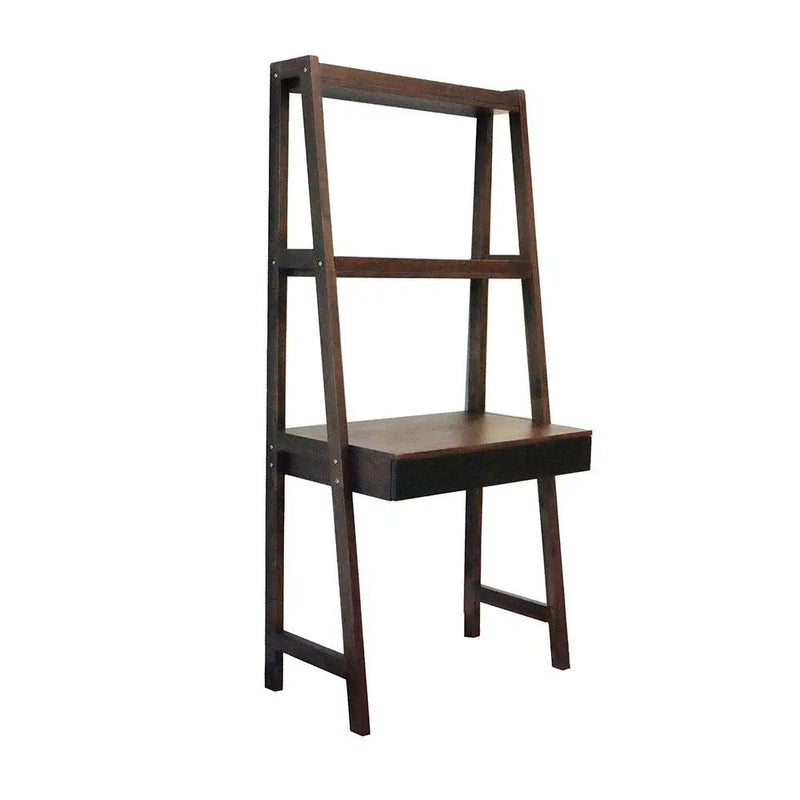 Ladder Desk, Ladder Style Display Shelf - Natural Wood / Brown by Unique Piece Furniture
