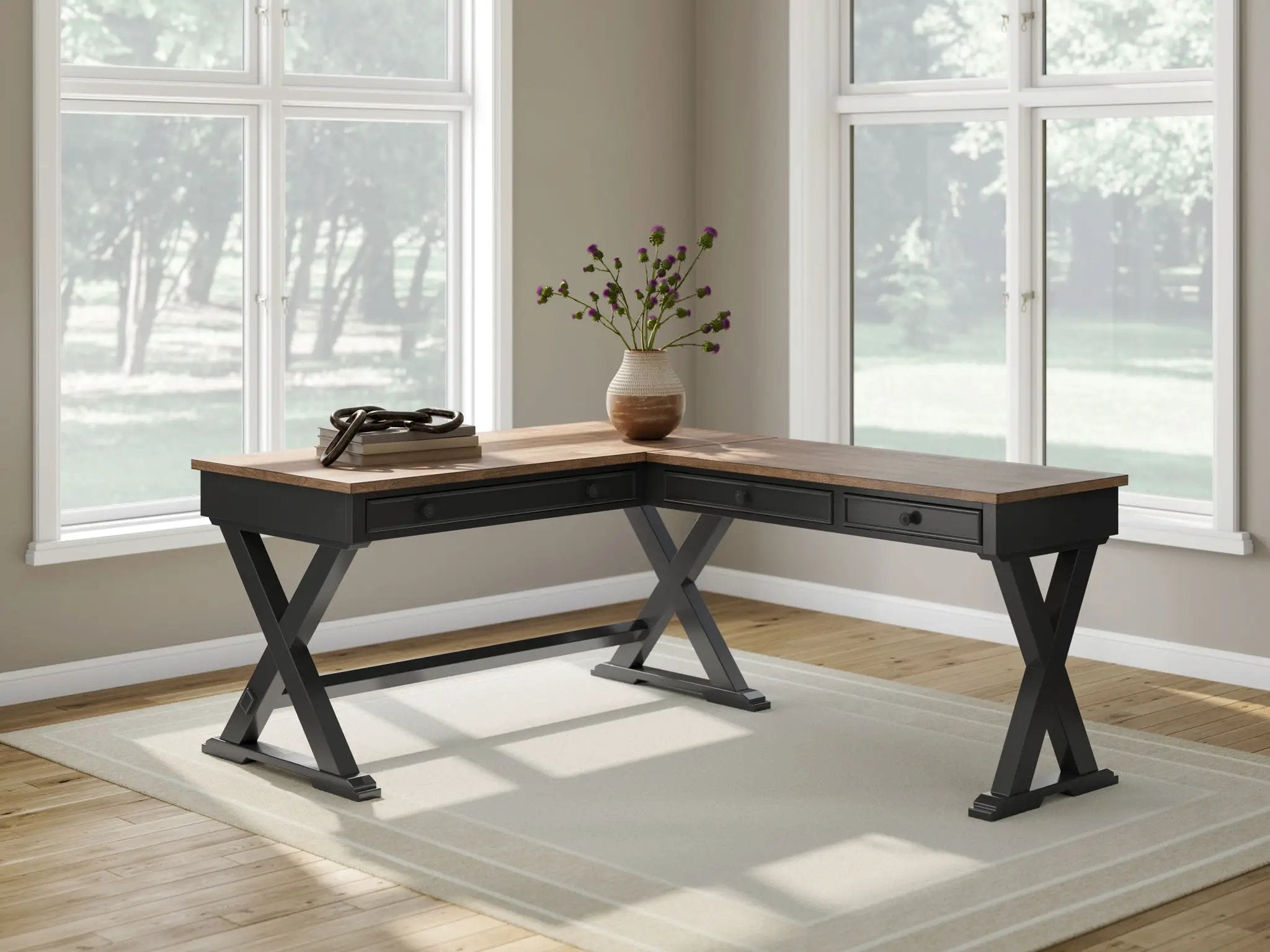 Wildenauer - Home Office Desk And Return - Brown / Black by Unique Piece Furniture
