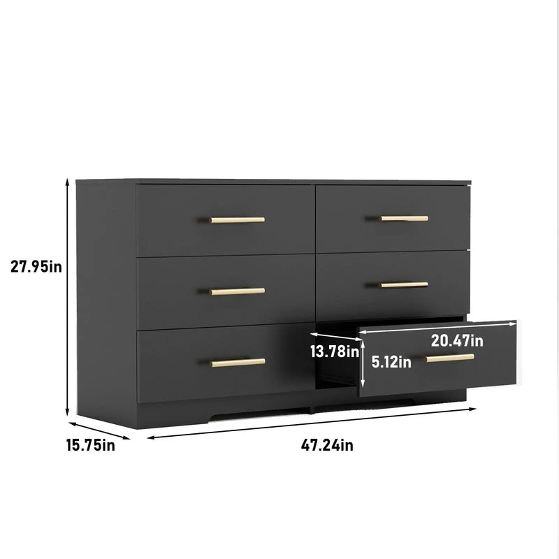 Large 6 Drawers Chest Of Drawer Dressers Table With Handle by HouseOfZazla