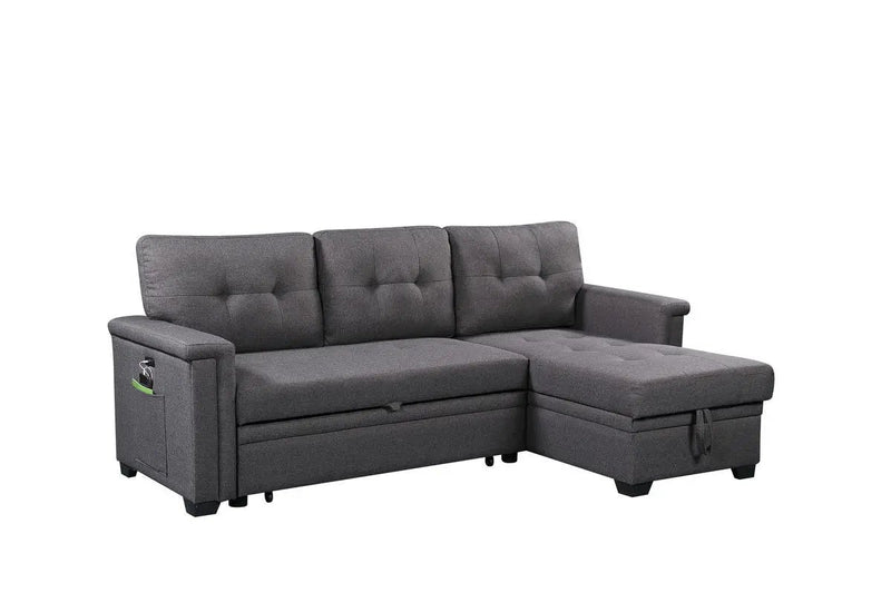 Nathan - Reversible Sleeper Sectional Sofa With Storage Chaise, USB Charging Ports And Pocket by HouseOfZazla