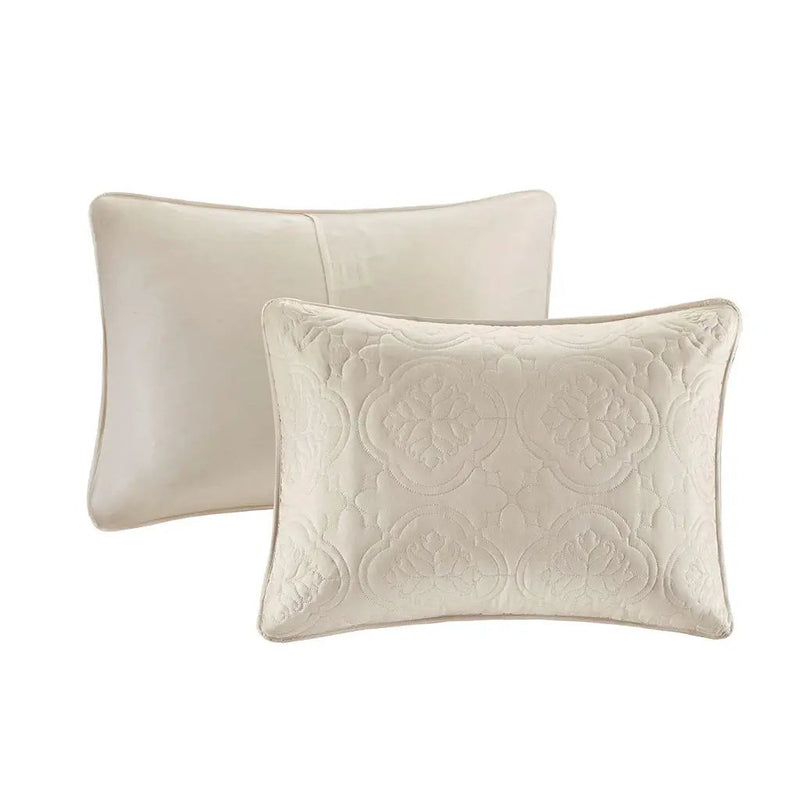 3 Piece Reversible Bedspread Set Cream Full/Queen by HouseOfZazla