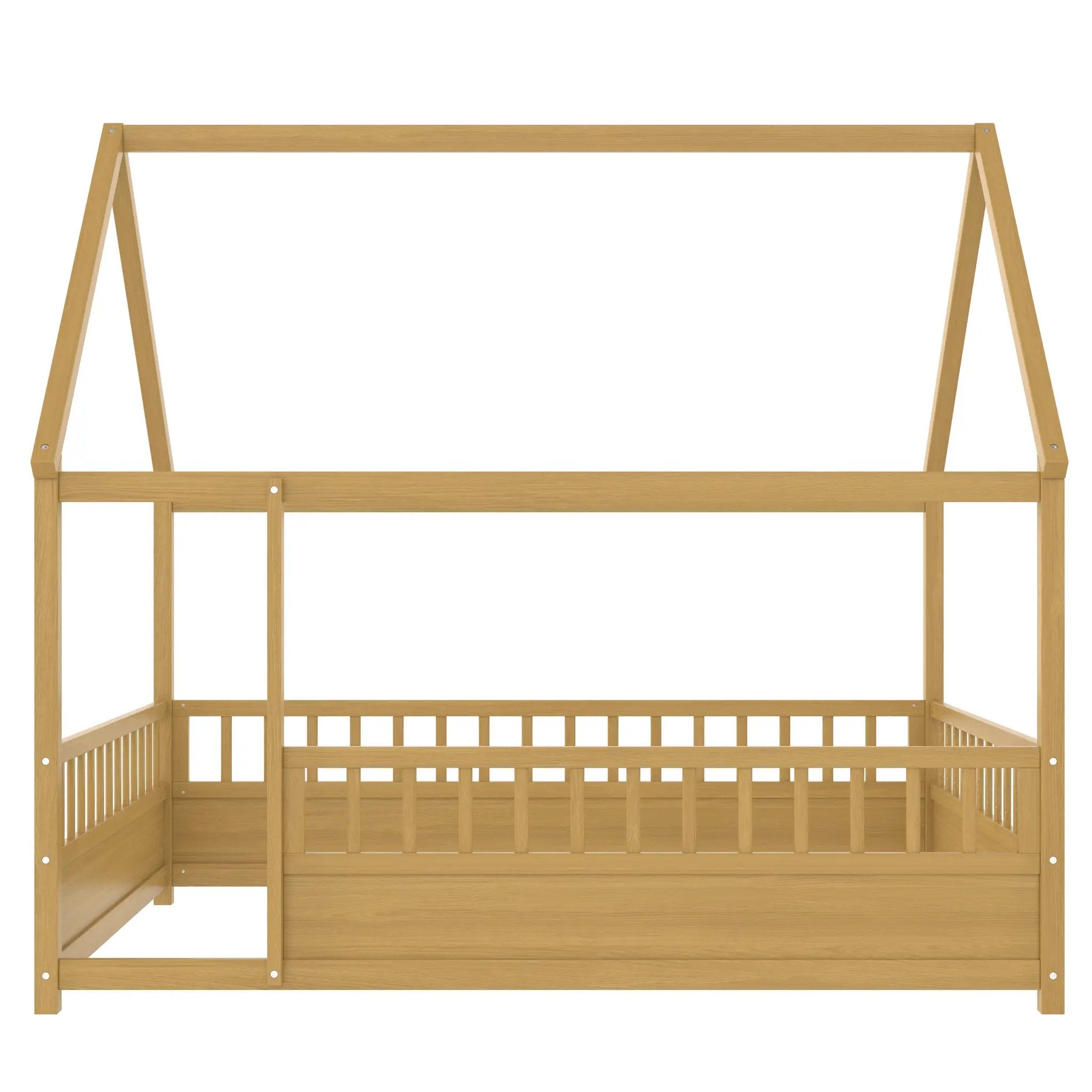 Full Size Wooden Bed with House Roof Frame by HouseOfZazla