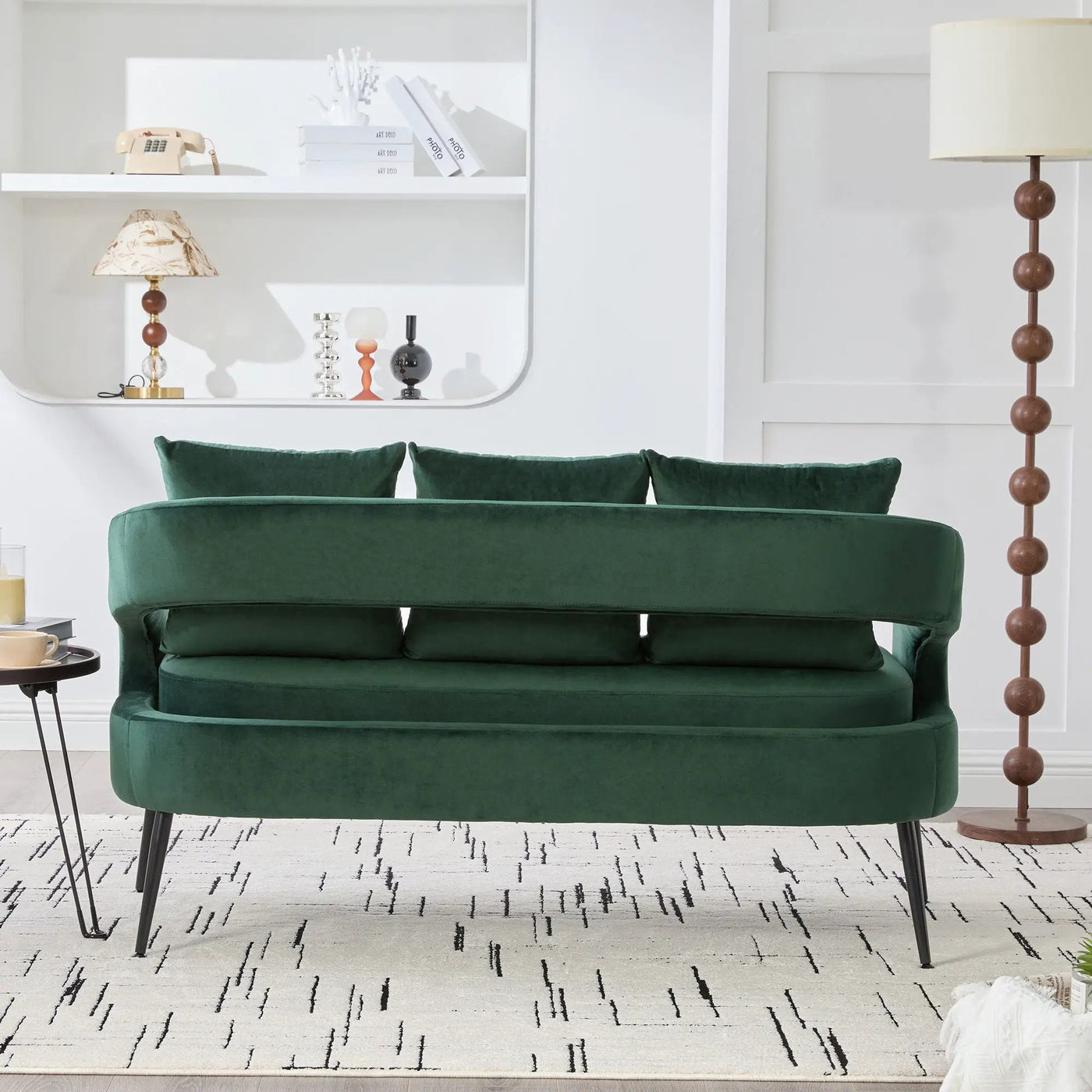 Open Back Loveseat Settee With 3 Pillows by HouseOfZazla