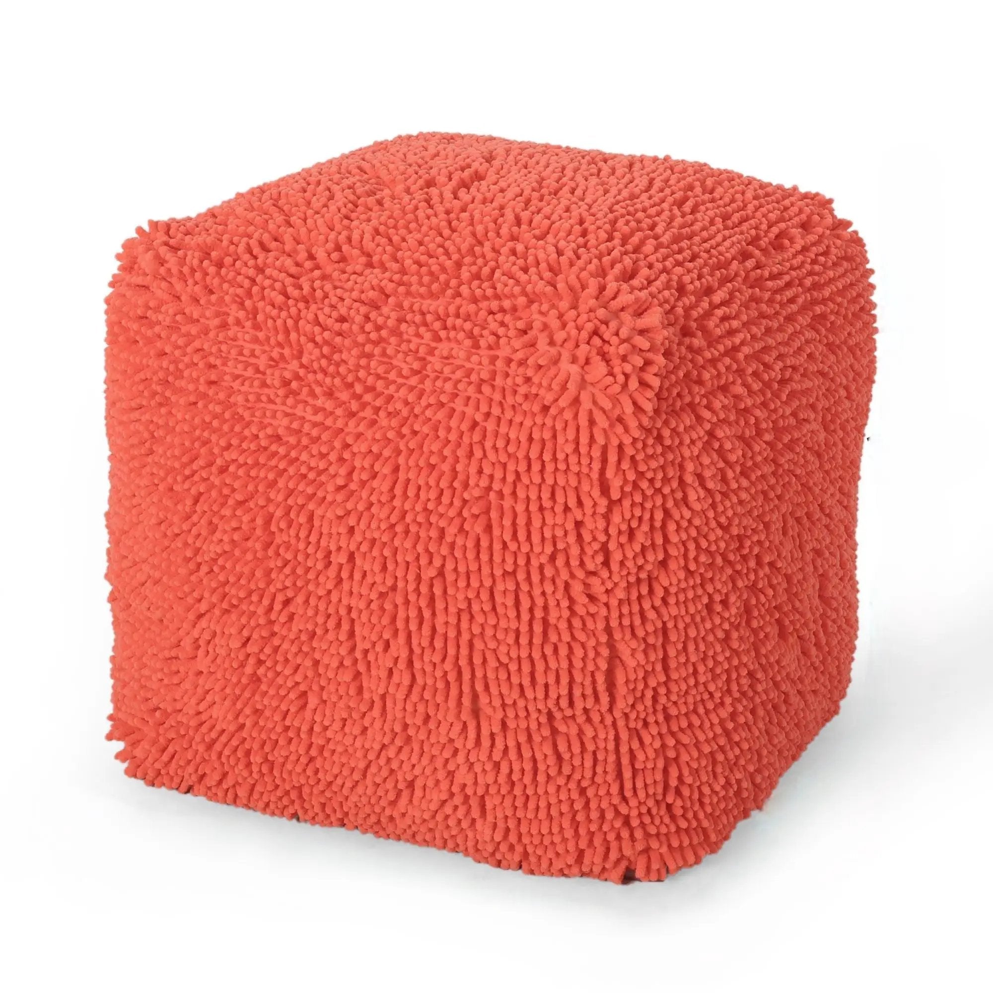 Sunny - Square Pouf, Versatile Ottoman Or Floor Cushion - Coral by Unique Piece Furniture
