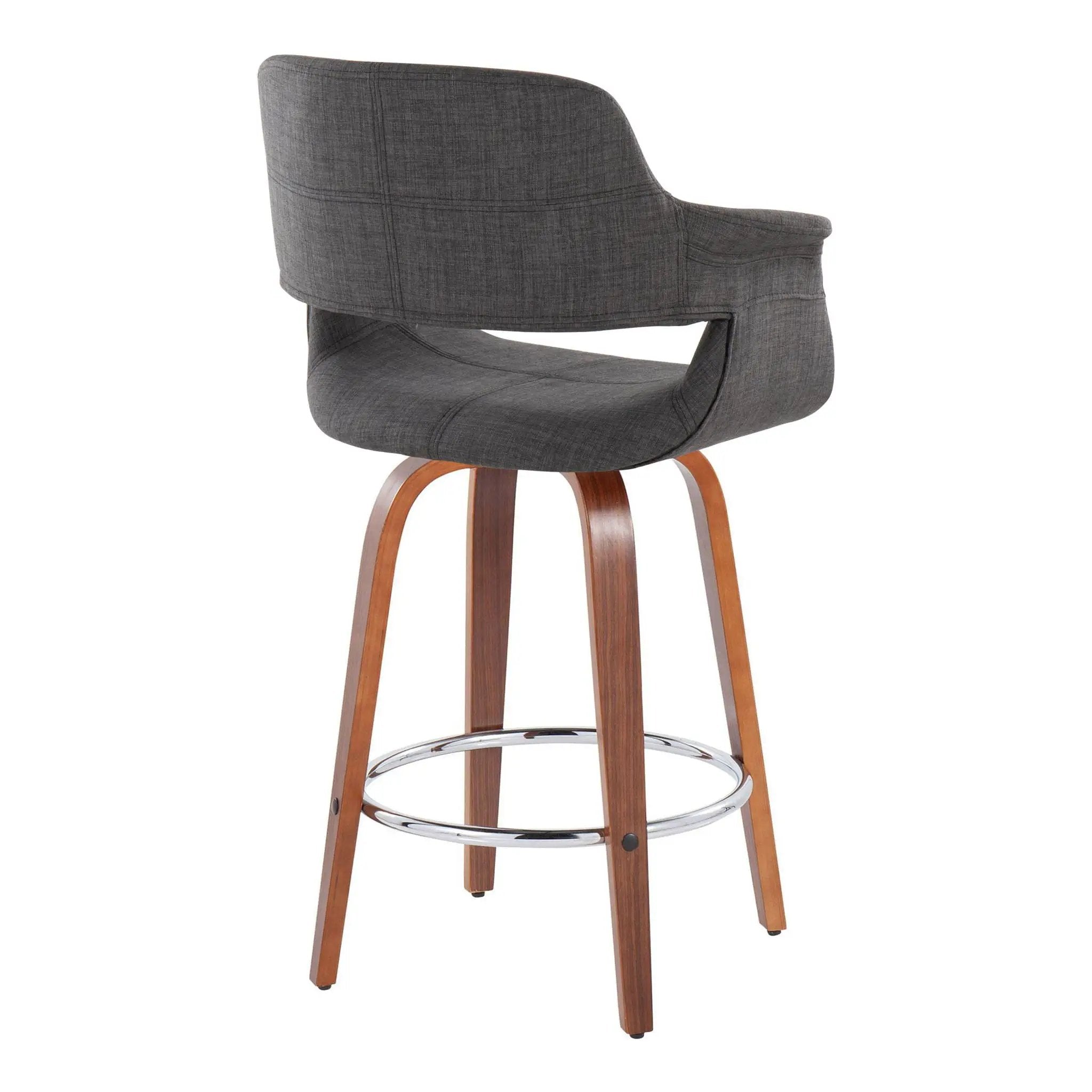 Vintage Flair - Mid-Century Modern Fixed Height Counter Stool With Swivel With Round Footrest (Set of 2) by HouseOfZazla