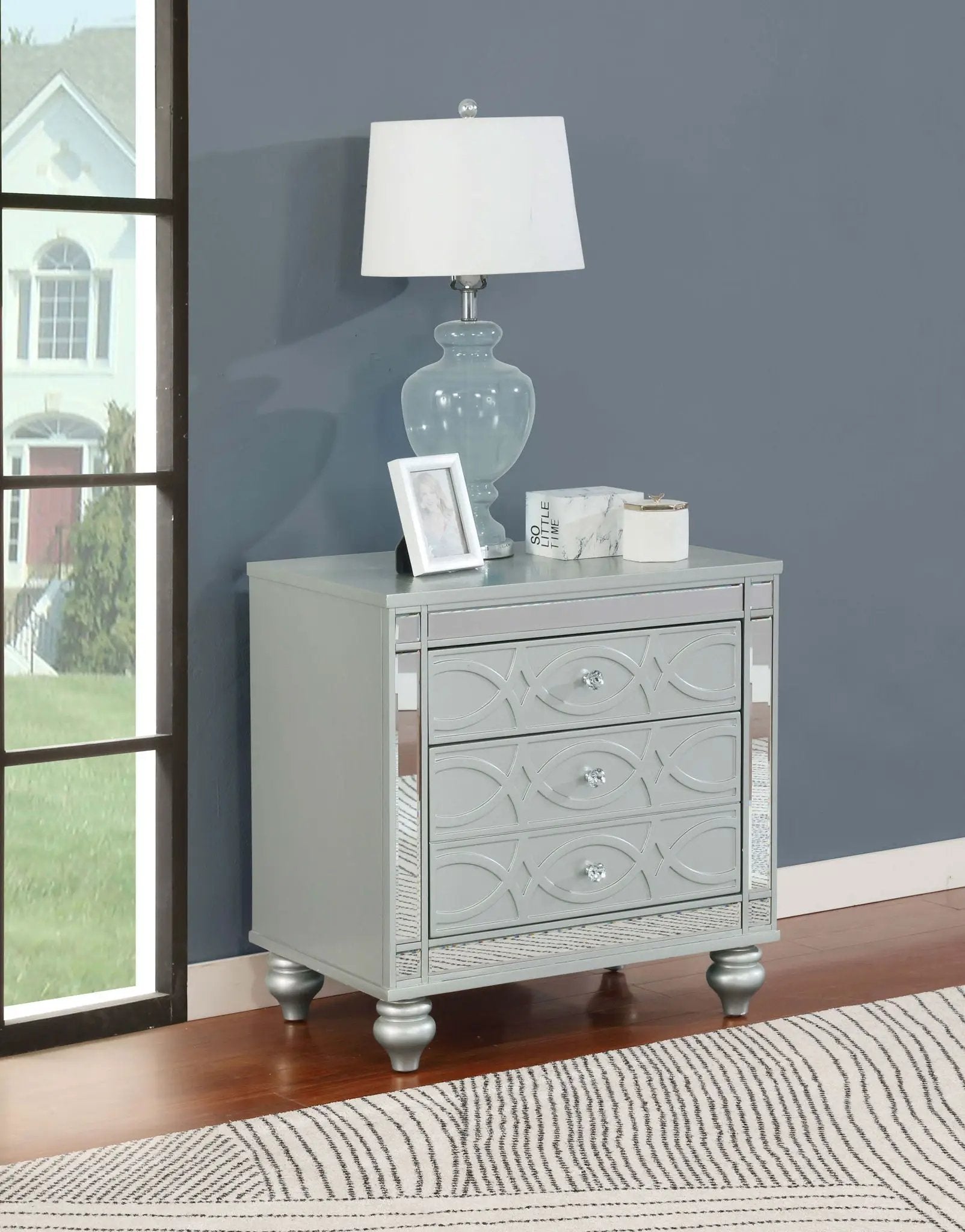 Gunnison 2-drawer Nightstand Silver Metallic by Unique Piece Furniture
