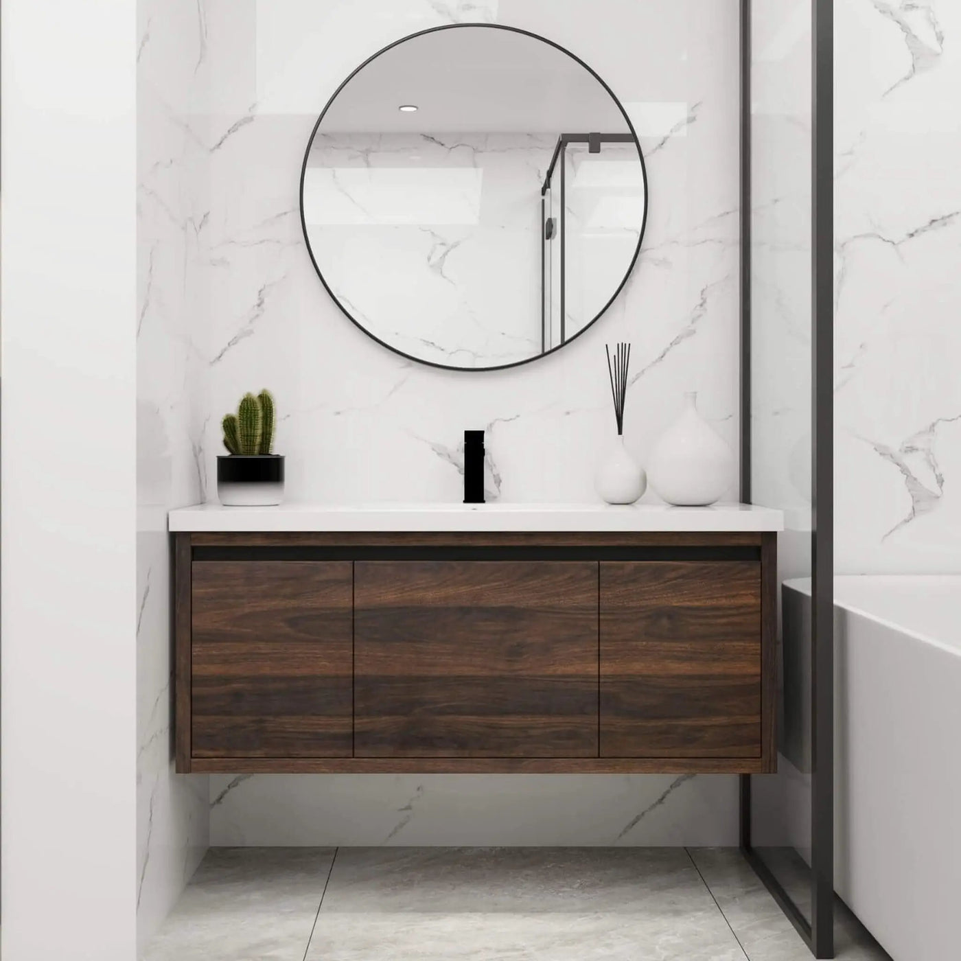 Floating Bathroom Vanity With Resin Sink Soft Close Doors (SAK82560) by SAKSBY WHOLESALE