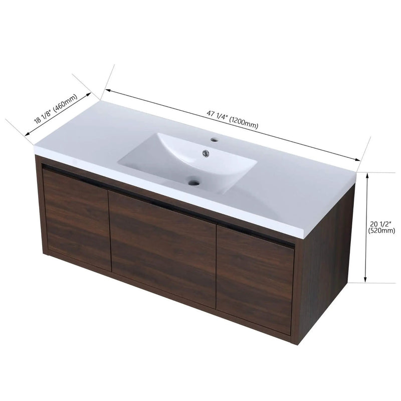 Nuvia Floating Bathroom Vanity With Resin Sink Soft Close Doors (SAK82560) by SAKSBY WHOLESALE