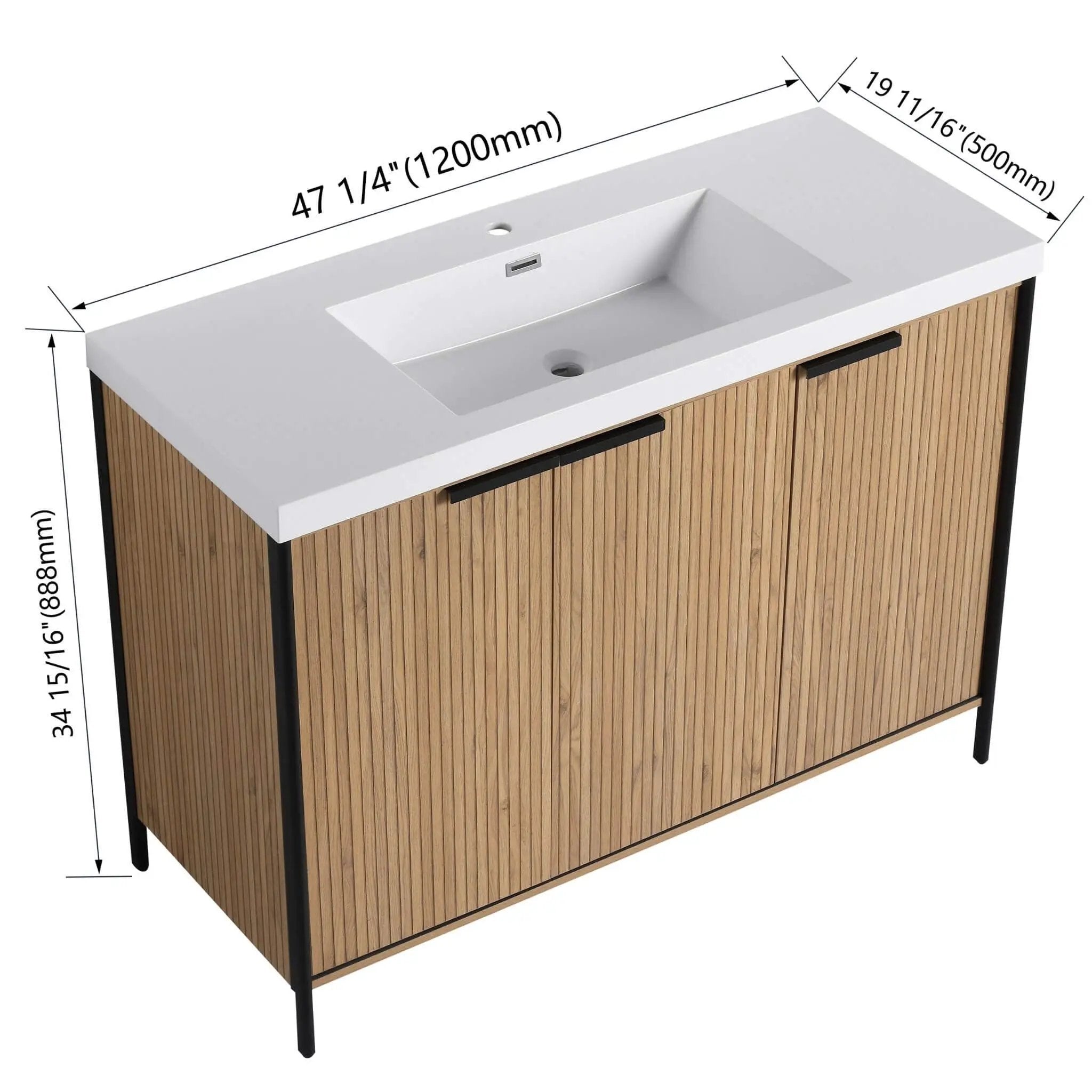 Nuvia 48-Inch Modern Light Coffee Freestanding Vanity With Resin Sink (SAK97502) by SAKSBY WHOLESALE