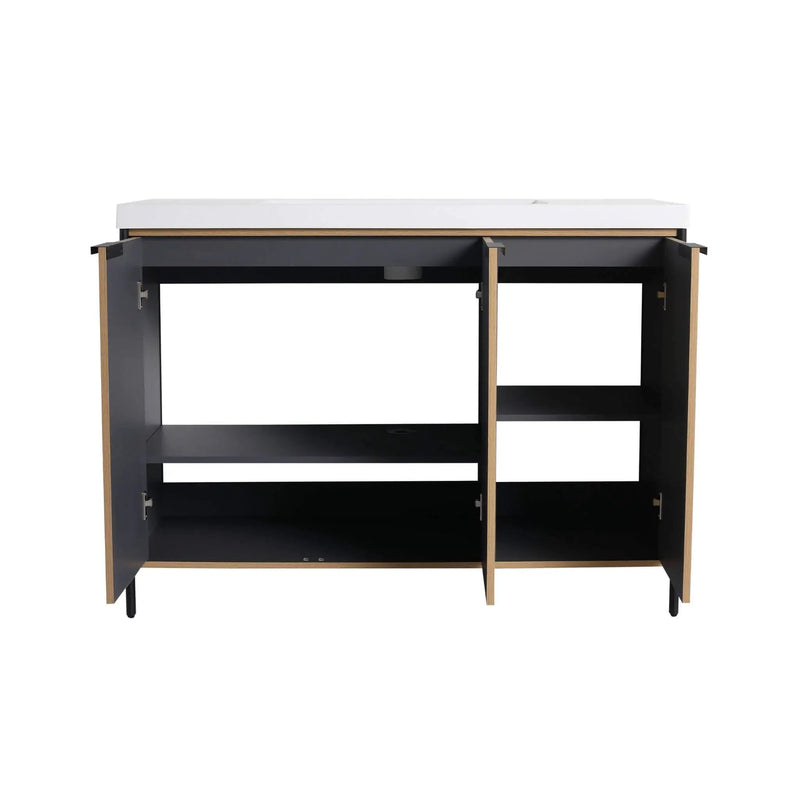 Nuvia 48-Inch Modern Light Coffee Freestanding Vanity With Resin Sink (SAK97502) by SAKSBY WHOLESALE