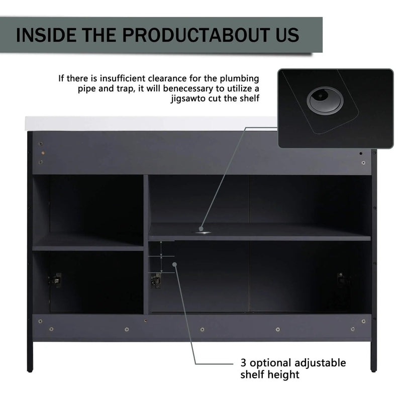 Nuvia 48-Inch Modern Light Coffee Freestanding Vanity With Resin Sink (SAK97502) by SAKSBY WHOLESALE