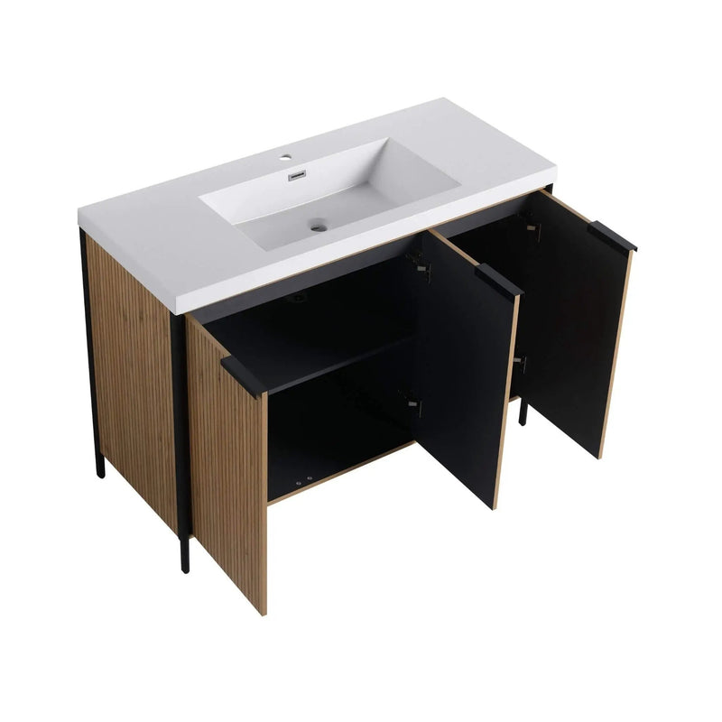 Nuvia 48-Inch Modern Light Coffee Freestanding Vanity With Resin Sink (SAK97502) by SAKSBY WHOLESALE
