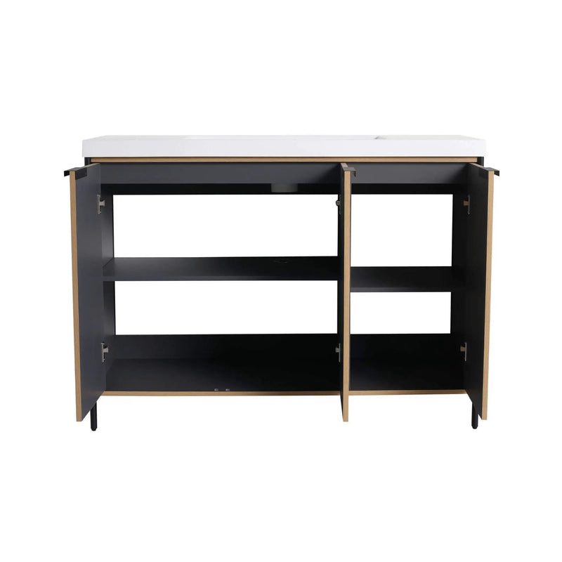Nuvia 48-Inch Modern Light Coffee Freestanding Vanity With Resin Sink (SAK97502) by SAKSBY WHOLESALE