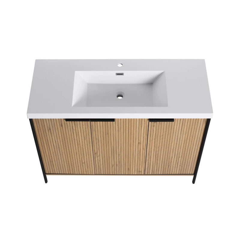 Nuvia 48-Inch Modern Light Coffee Freestanding Vanity With Resin Sink (SAK97502) by SAKSBY WHOLESALE