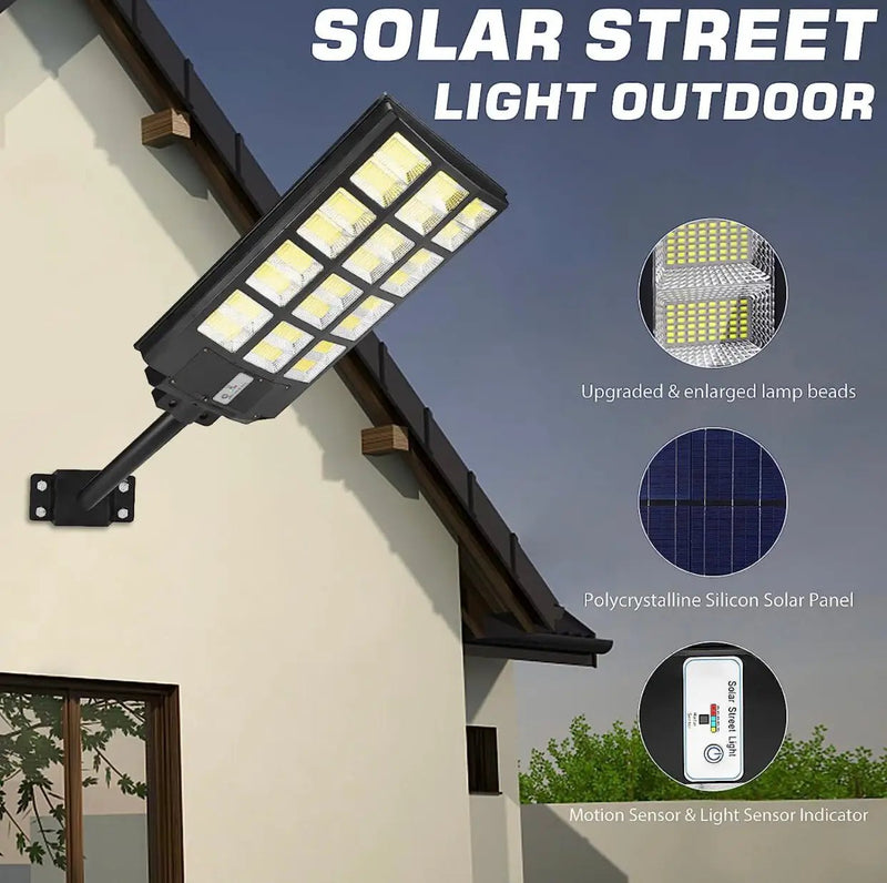 4800W LED Street Light Outdoor - [Warm White] 3000K Solar Street Lights , Dusk to Dawn, Motion Sensor With Remote by Outdoor Solar Outlet