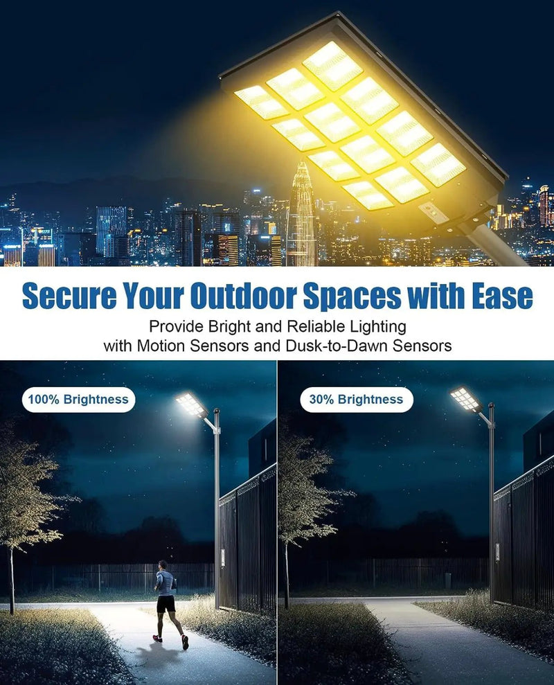 4800W LED Street Light Outdoor - [Warm White] 3000K Solar Street Lights , Dusk to Dawn, Motion Sensor With Remote by Outdoor Solar Outlet
