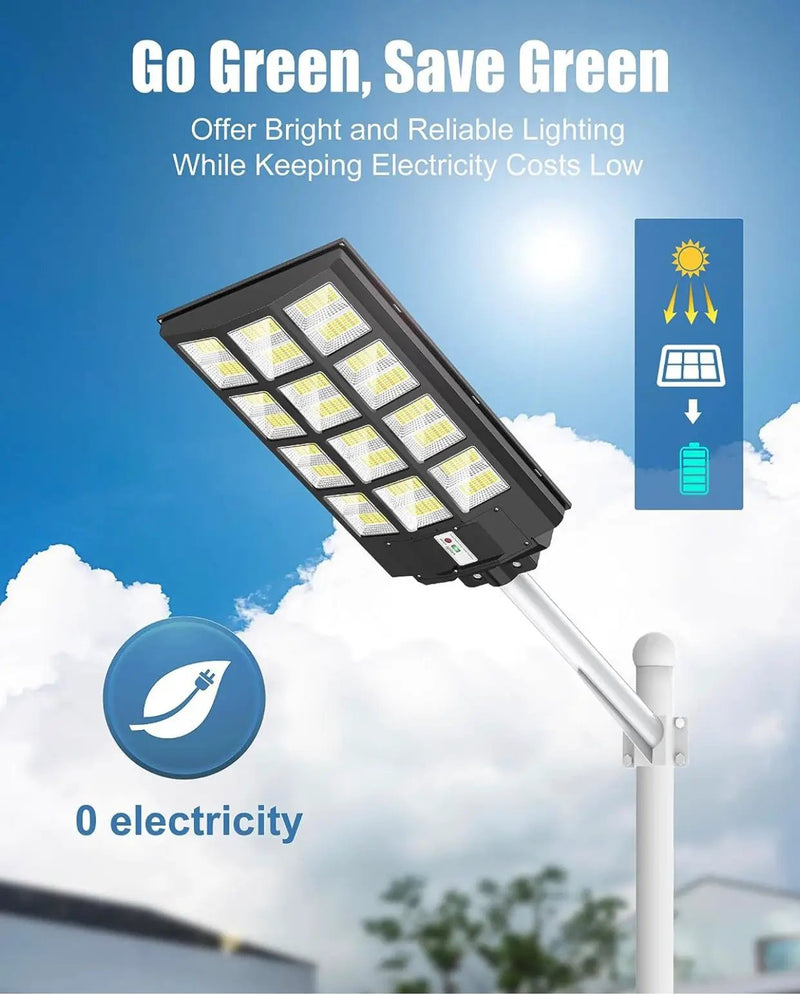 4800W LED Street Light Outdoor - [Warm White] 3000K Solar Street Lights , Dusk to Dawn, Motion Sensor With Remote by Outdoor Solar Outlet