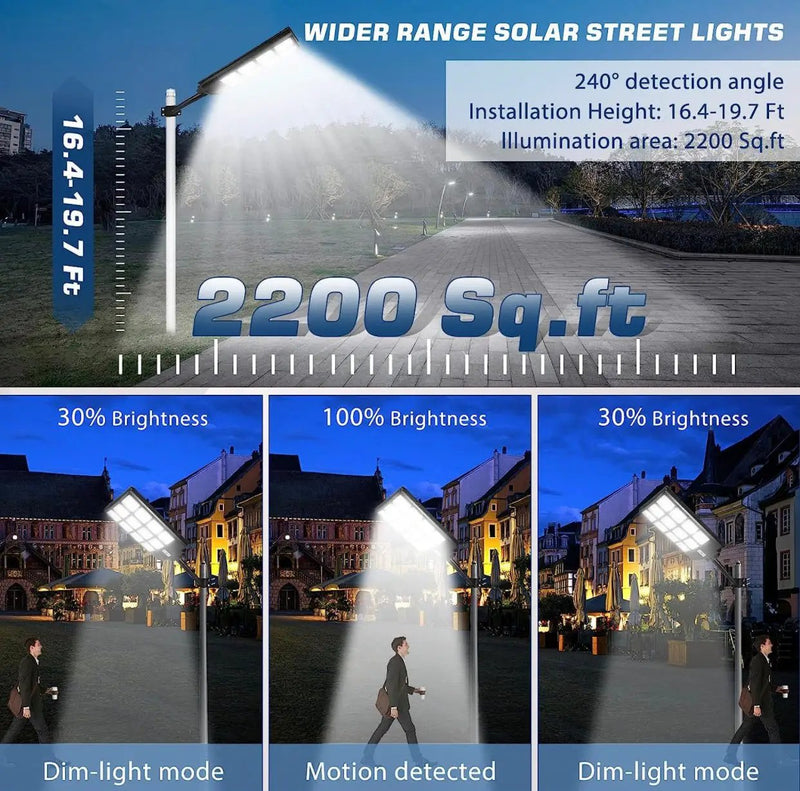 4800W LED Street Light Outdoor - [Warm White] 3000K Solar Street Lights , Dusk to Dawn, Motion Sensor With Remote by Outdoor Solar Outlet