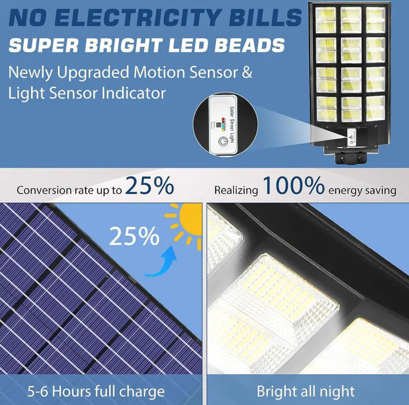 4800W LED Street Light Outdoor - [Warm White] 3000K Solar Street Lights , Dusk to Dawn, Motion Sensor With Remote by Outdoor Solar Outlet