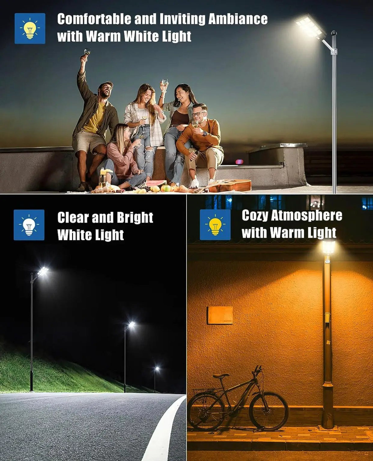 4800W LED Street Light Outdoor - [Warm White] 3000K Solar Street Lights , Dusk to Dawn, Motion Sensor With Remote by Outdoor Solar Outlet