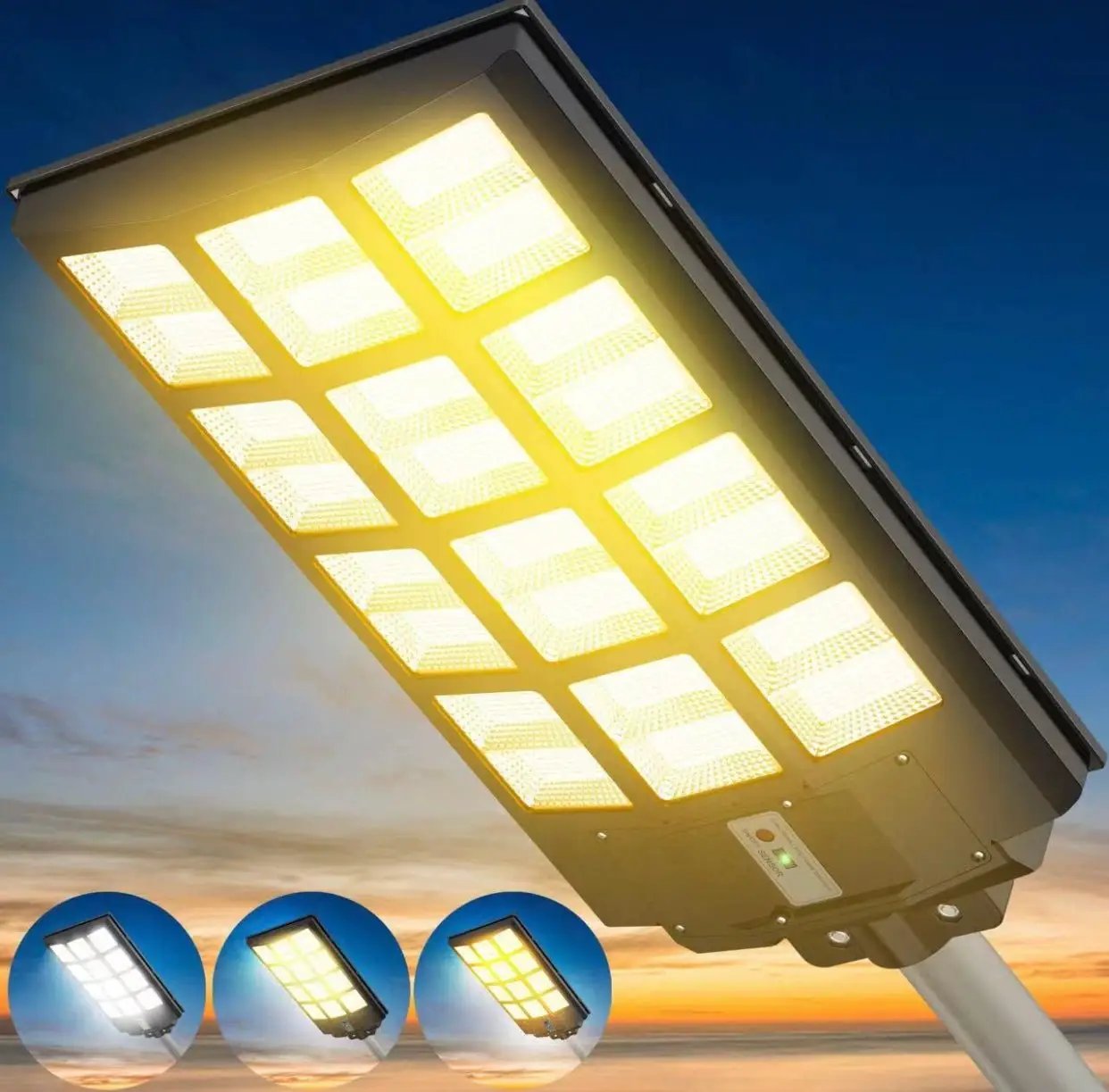 4800W LED Street Light Outdoor - [Warm White] 3000K Solar Street Lights , Dusk to Dawn, Motion Sensor With Remote by Outdoor Solar Outlet