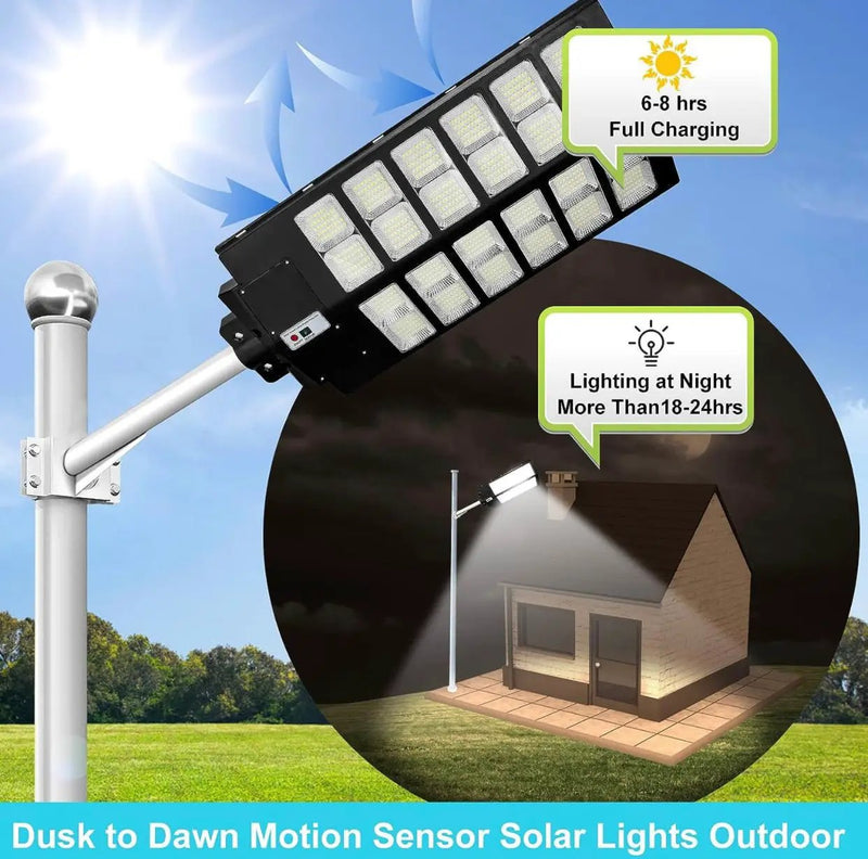 4800W LED Street Light Outdoor - [Warm White] 3000K Solar Street Lights , Dusk to Dawn, Motion Sensor With Remote by Outdoor Solar Outlet