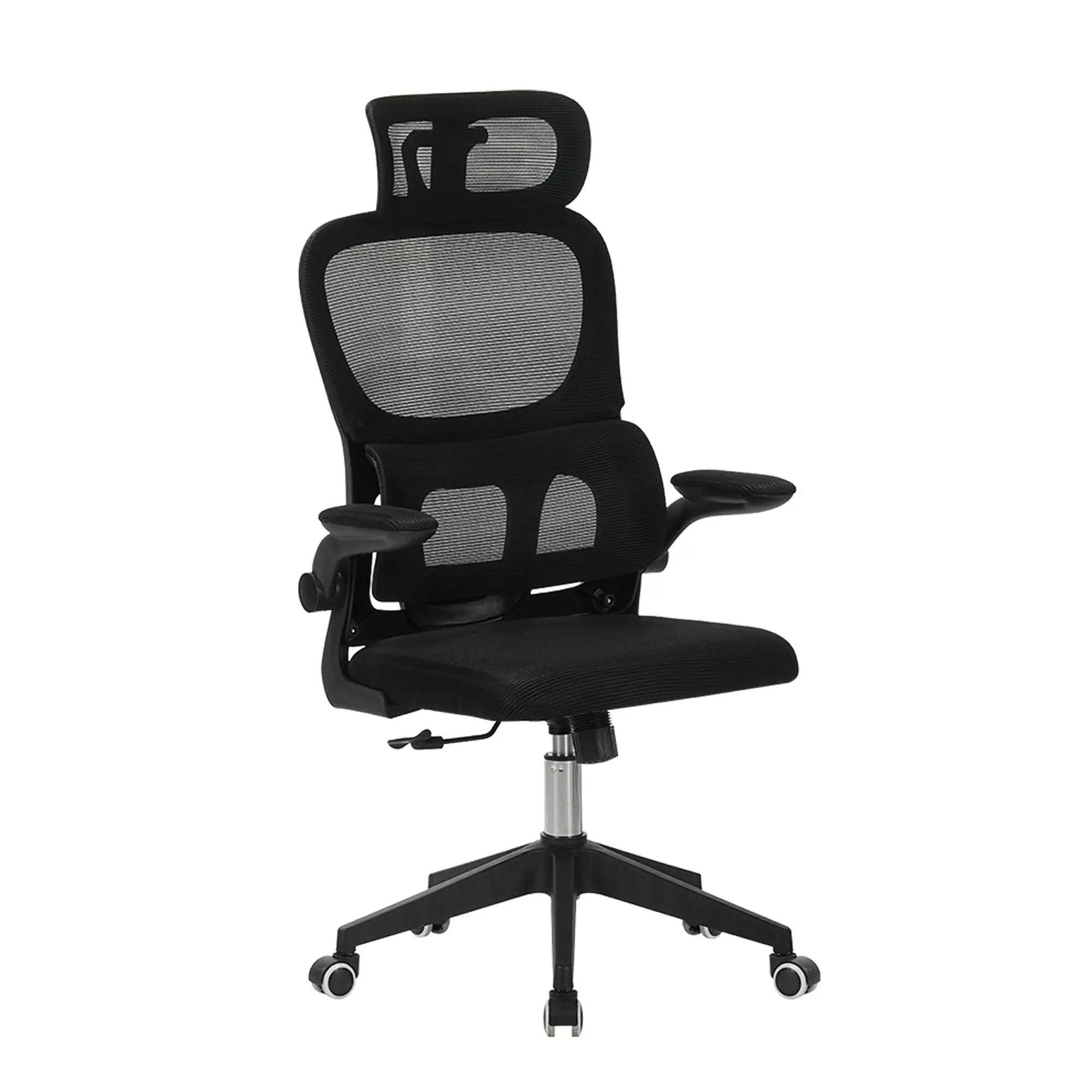High Back Ergonomic Swivel Rolling Office Chair With Tilt Function, 3D Headrest, Lumbar Support - Black by Unique Piece Furniture