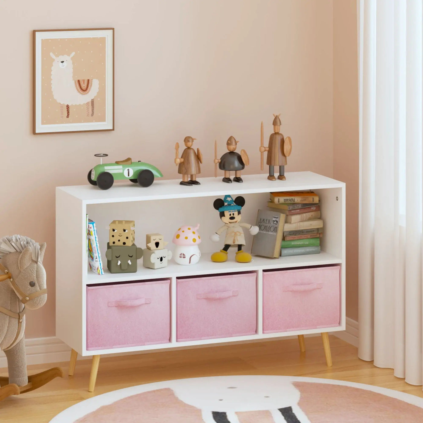 Bookcase With Collapsible Drawers, Book Display Organizer by Unique Piece Furniture