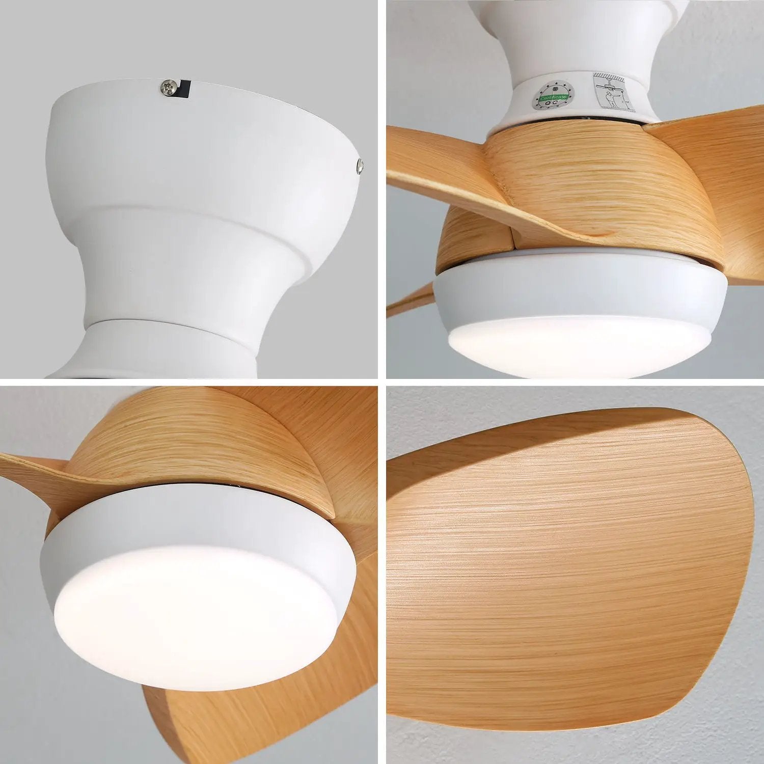 23" Bedroom Ceiling Fan With 3 Color Dimmable 3 ABS Blades Remote Control Dc Motor With 18W Led Light by HouseOfZazla