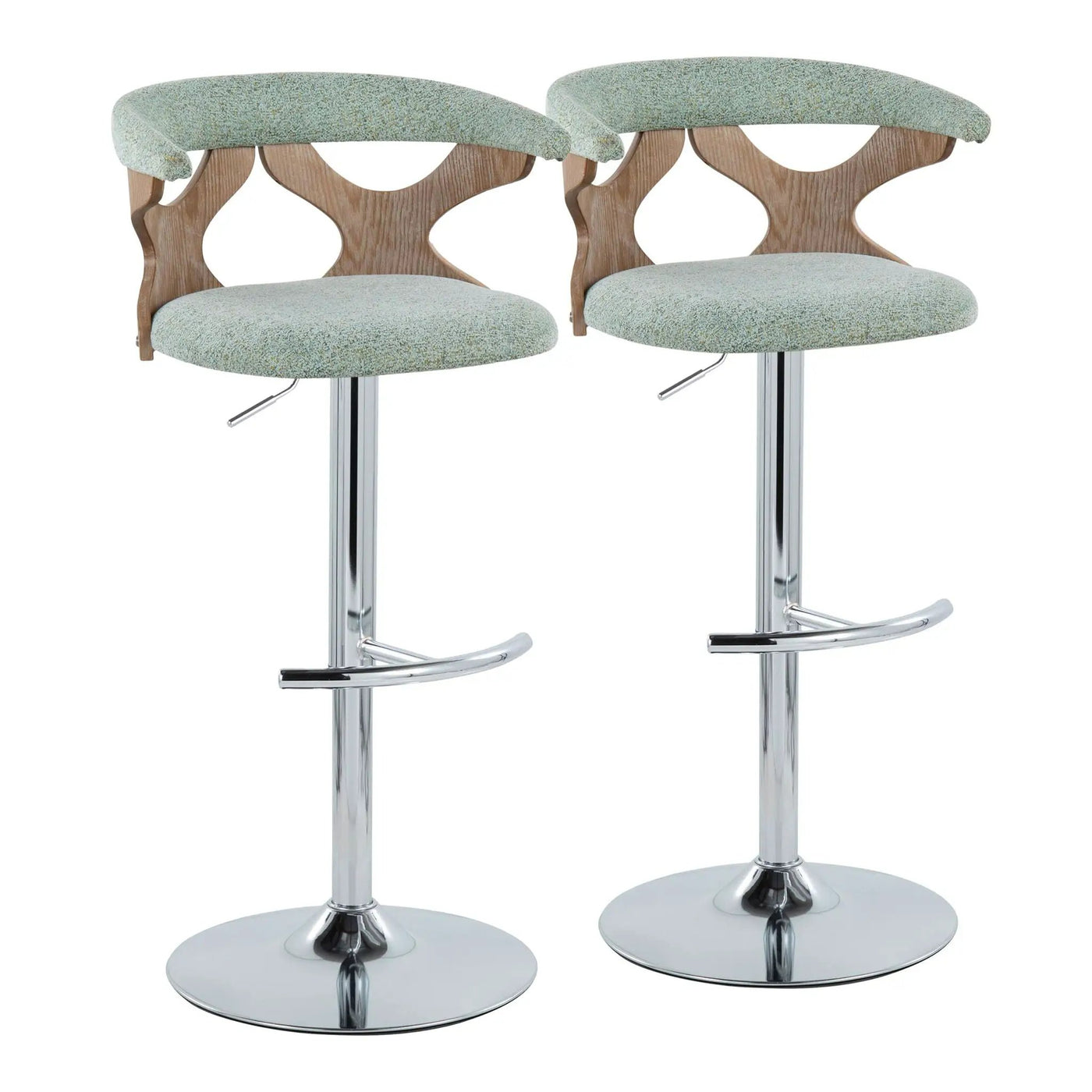 Gardenia - Contemporary Adjustable Barstool With Swivel / Rounded T Footrest (Set of 2) by HouseOfZazla