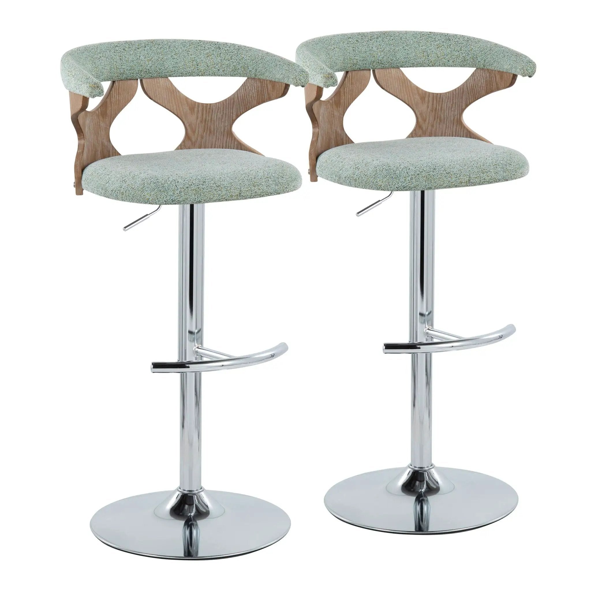 Gardenia - Contemporary Adjustable Barstool With Swivel / Rounded T Footrest (Set of 2) by HouseOfZazla