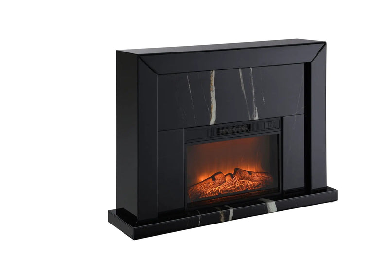 Drisana Mirrored Fireplace - Black by HouseOfZazla