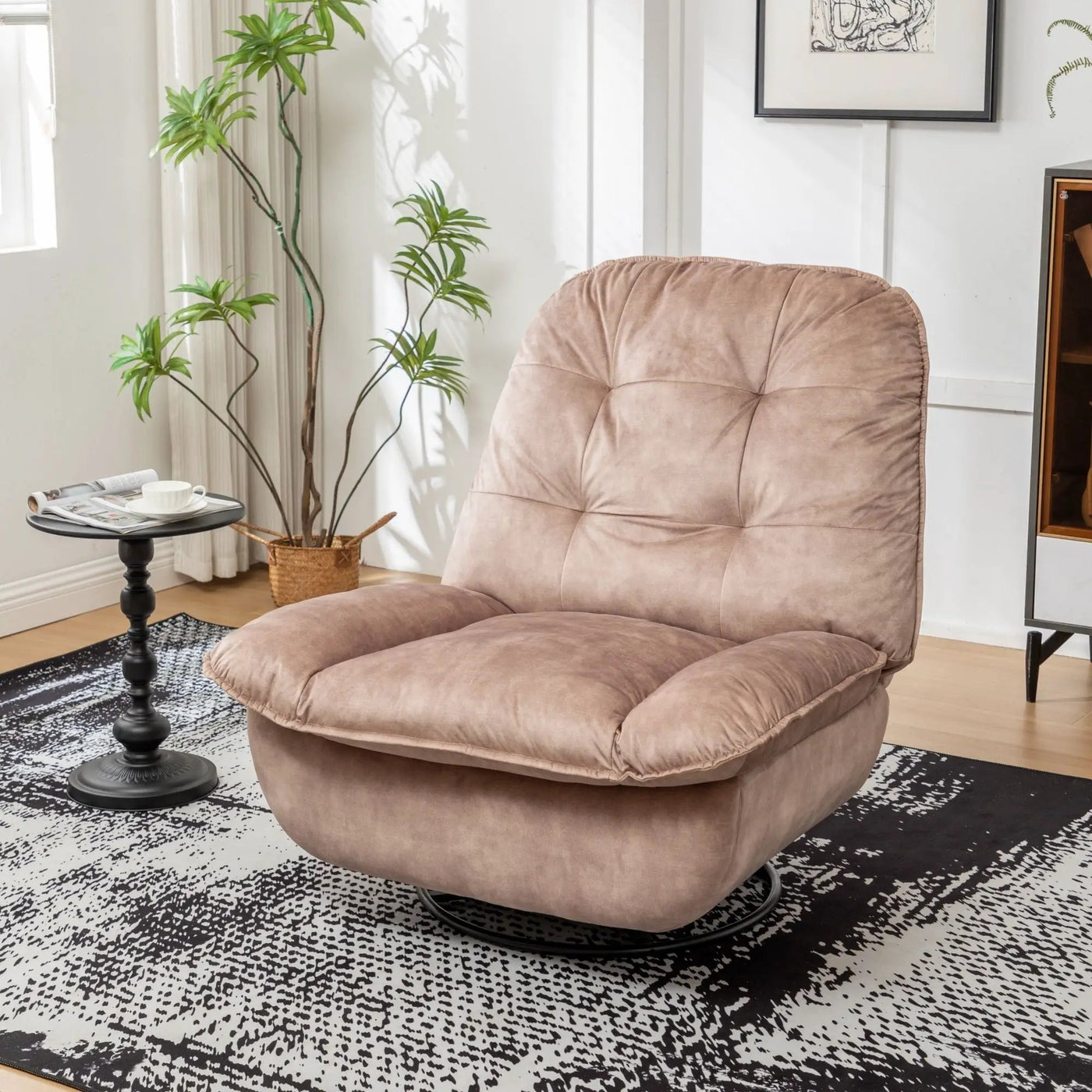 Modern Swivel Gliding Recliner Chair With Rocking Function And Phone Holder, Large Comfortable by HouseOfZazla