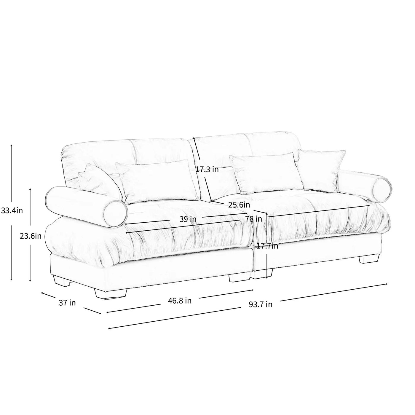 Modern Sofa With Bolstered Armrests And Pillows by HouseOfZazla