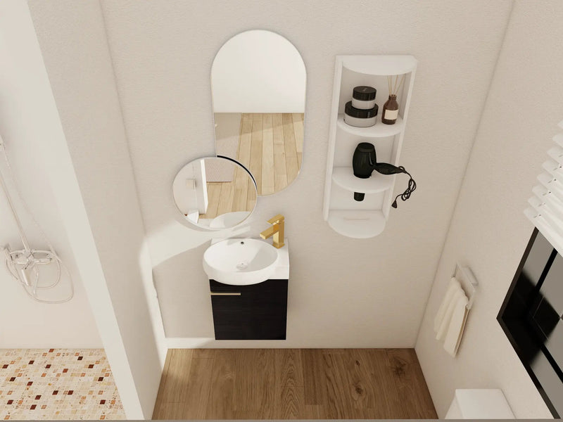 Soft Close Doors Bathroom Vanity With Sink and Storage Rack, 16 Inch by HouseOfZazla