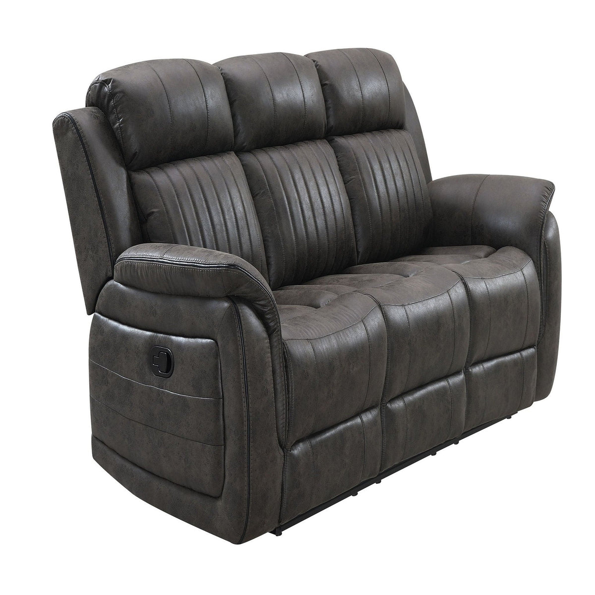Gray Reclining Sofa with Plush Cushions - 100% Polyester Fabric, photo 3 of 5