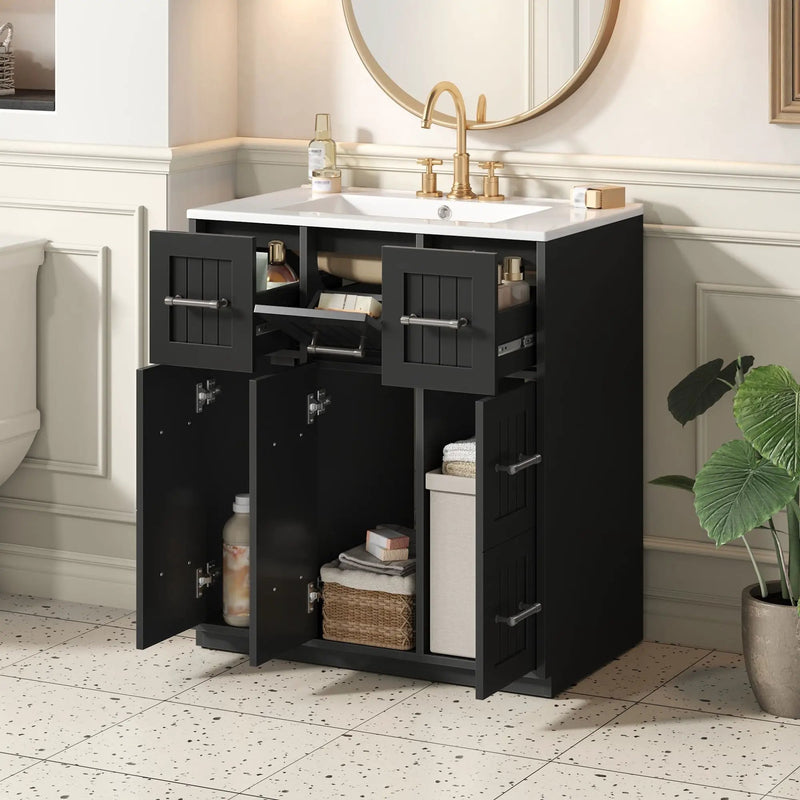 Bathroom Vanity With Undermount Sink, Soft-Close Doors, Drawers, Ceramic Sink by Unique Piece Furniture