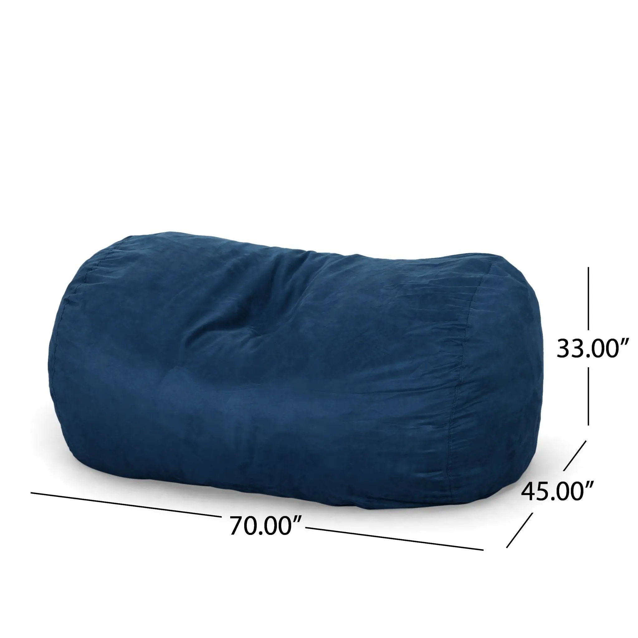 Marlin - 6.5 Foot Cylindrical Bean Bag With Removable Suede Cover - Midnight Blue by Unique Piece Furniture