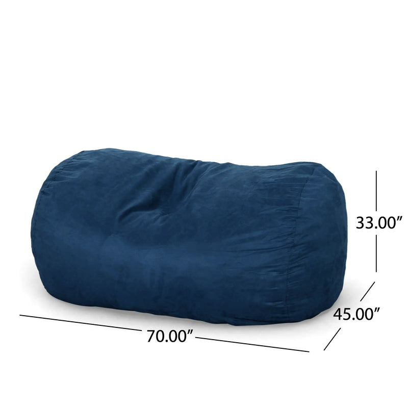 Marlin - 6.5 Foot Cylindrical Bean Bag With Removable Suede Cover - Midnight Blue by HouseOfZazla