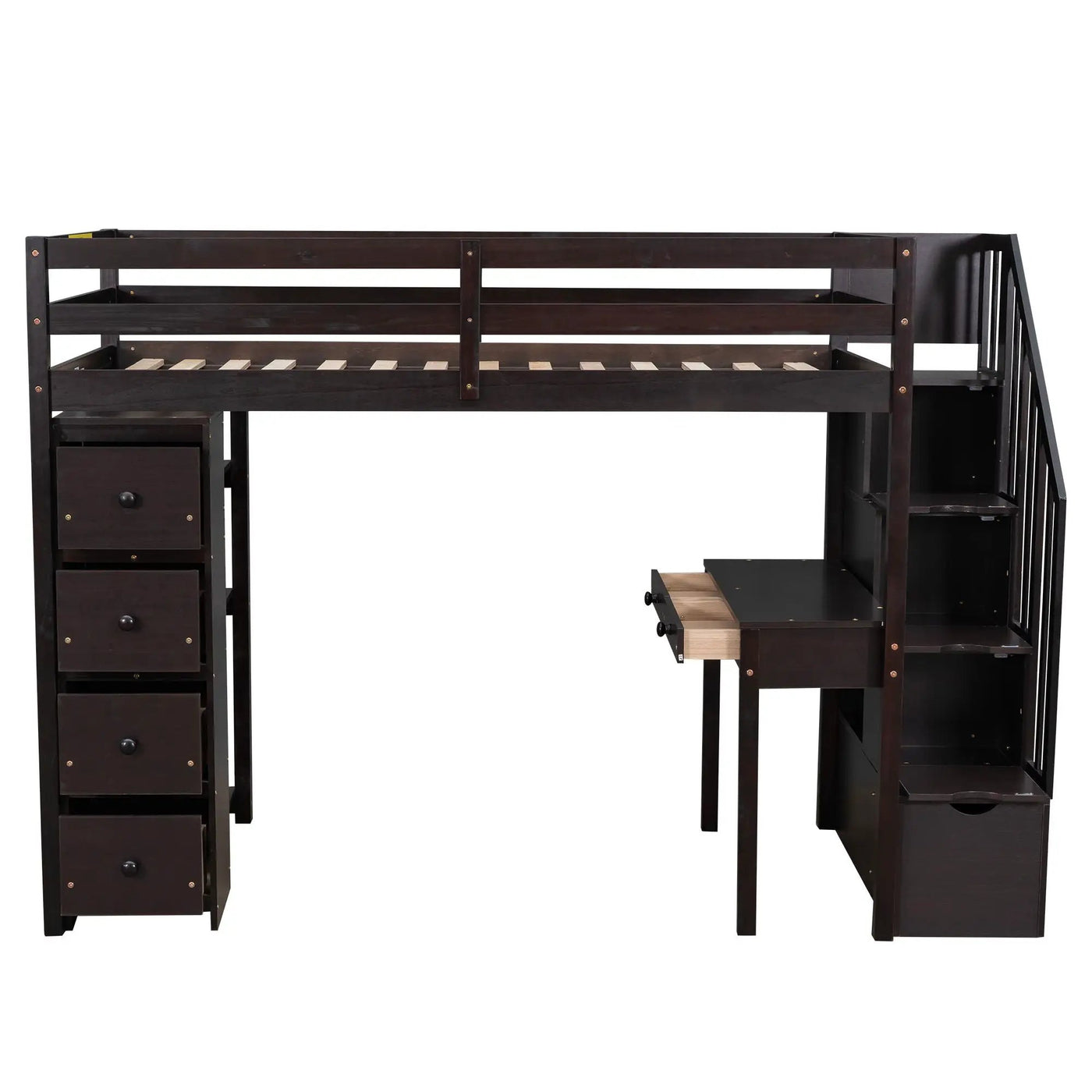 Loft Bed With Storage Drawers, Desk And Stairs With Shelves by Unique Piece Furniture