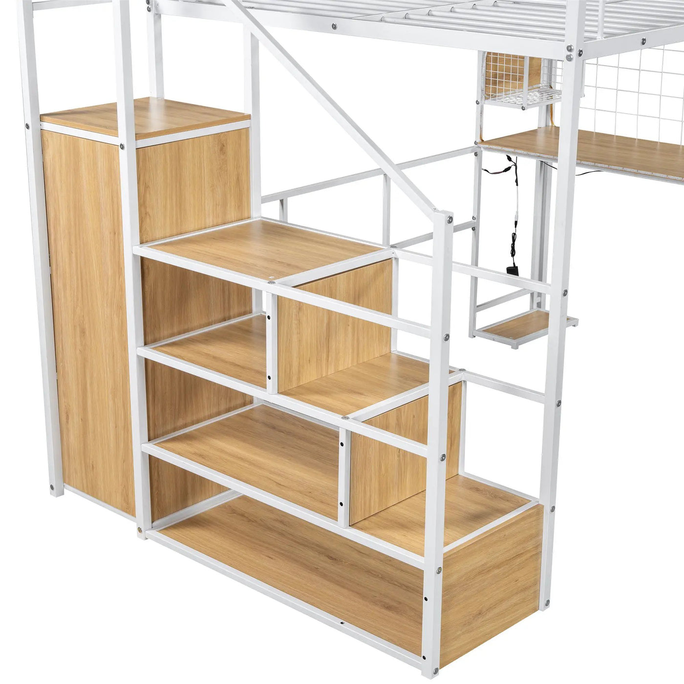 Loft Bed With Built In Work Station, Wardrobe, Storage Staircase And LED by HouseOfZazla